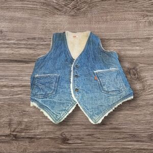 Levi's Blue Denim Vest with White Accents